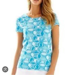 Lilly Pulitzer Karrie Top "What a Racquet" in Ariel Blue -- Ladies Large